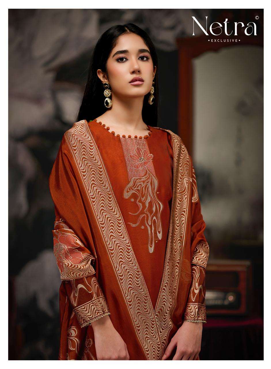 Dhwani Netra Woven Silk Pant Style Suits Wholesaler Gujarat
