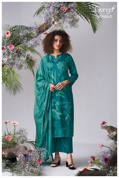 Dhyana S5103 Ganga Cotton Satin Pant Style Suits Supplier