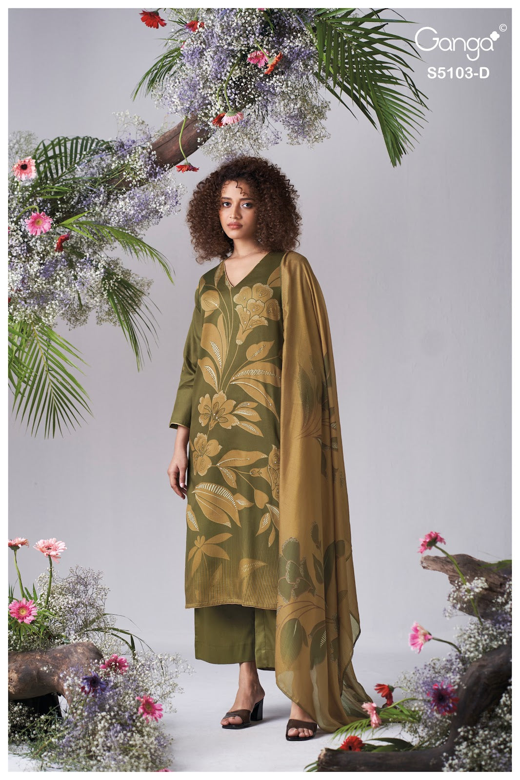 Dhyana S5103 Ganga Cotton Satin Pant Style Suits Supplier