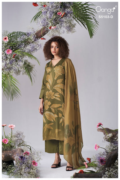 Dhyana S5103 Ganga Cotton Satin Pant Style Suits Supplier