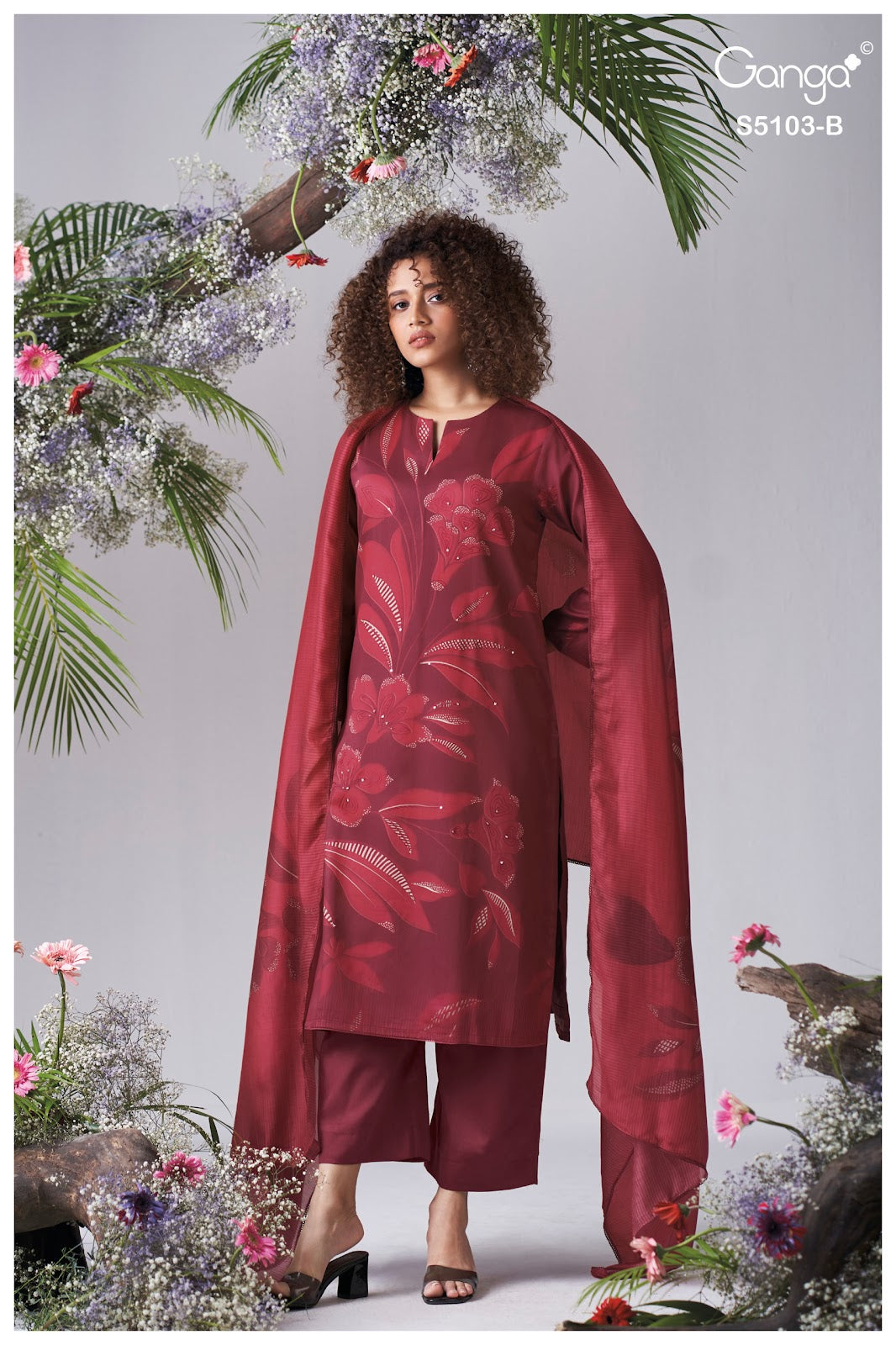 Dhyana S5103 Ganga Cotton Satin Pant Style Suits Supplier