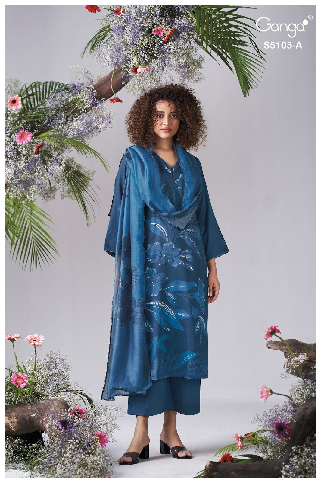 Dhyana S5103 Ganga Cotton Satin Pant Style Suits Supplier