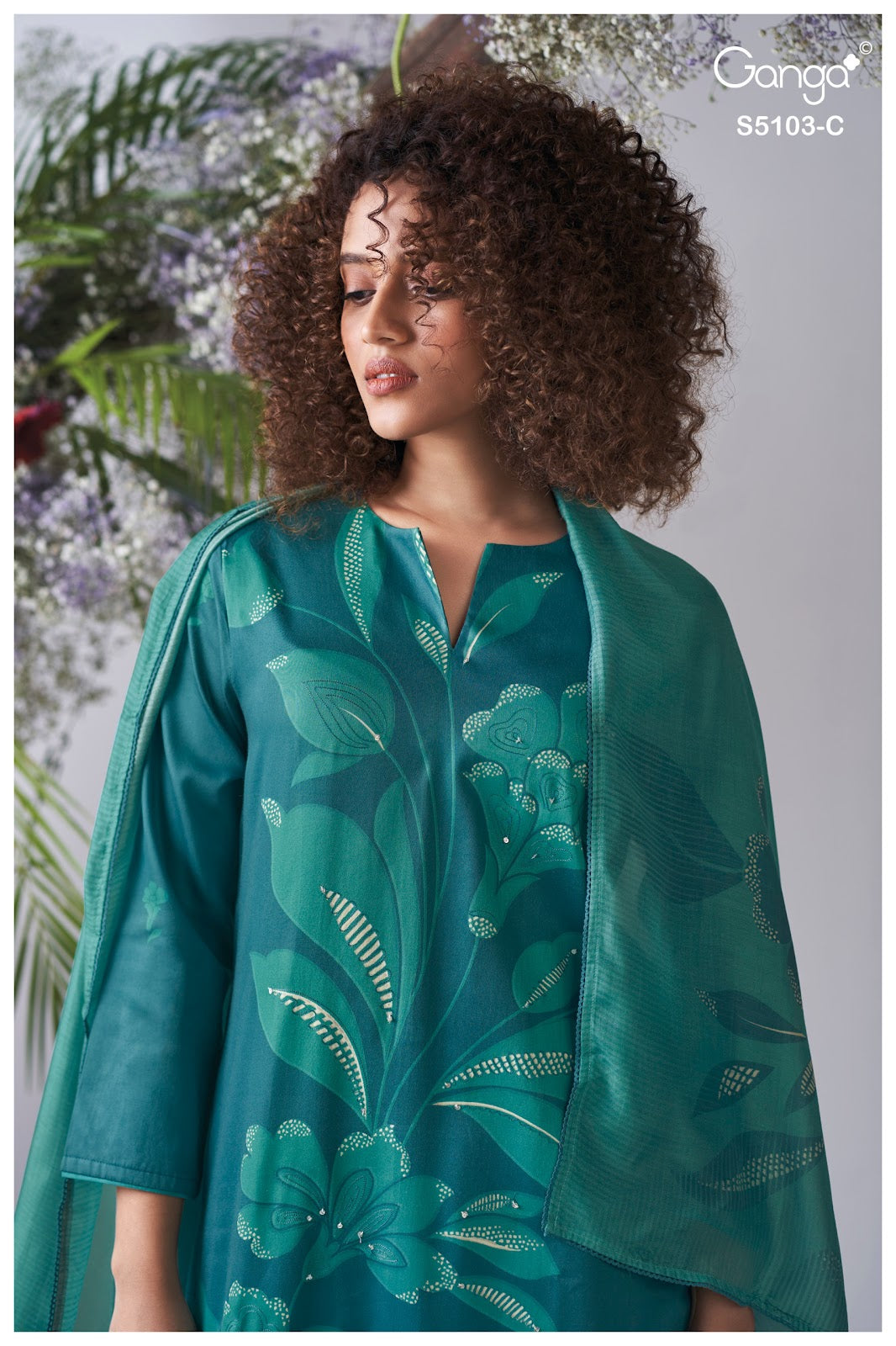 Dhyana S5103 Ganga Cotton Satin Pant Style Suits Supplier