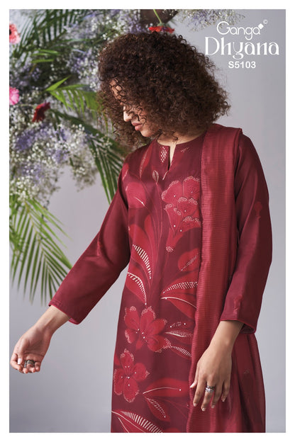 Dhyana S5103 Ganga Cotton Satin Pant Style Suits Supplier
