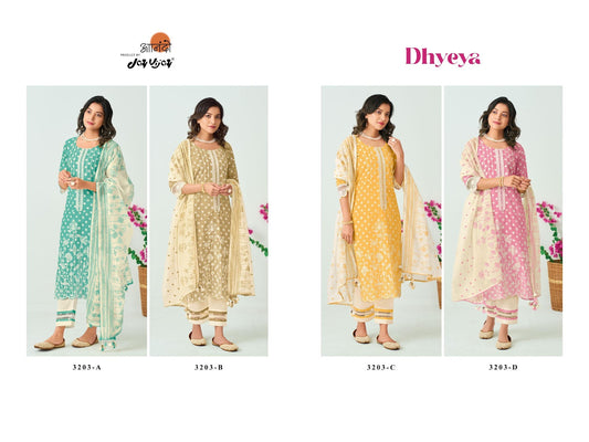 Dhyeya Jay Vijay Pure Cotton Pant Style Suits Exporter Gujarat