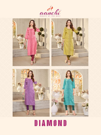 Diamond Aanchi Satin Long Straight Kurti Manufacturer