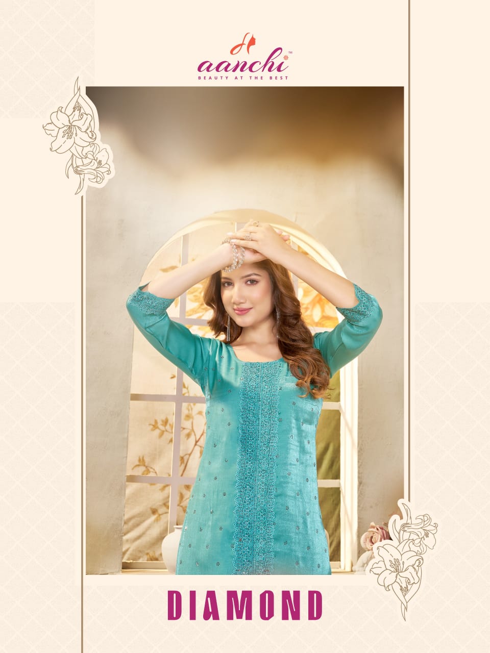 Diamond Aanchi Satin Long Straight Kurti Manufacturer