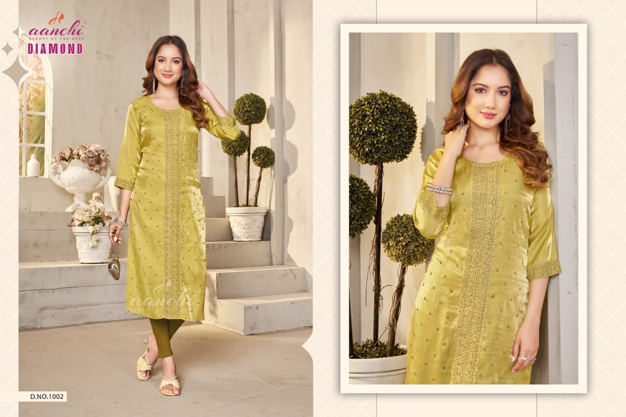 Diamond Aanchi Satin Long Straight Kurti Manufacturer