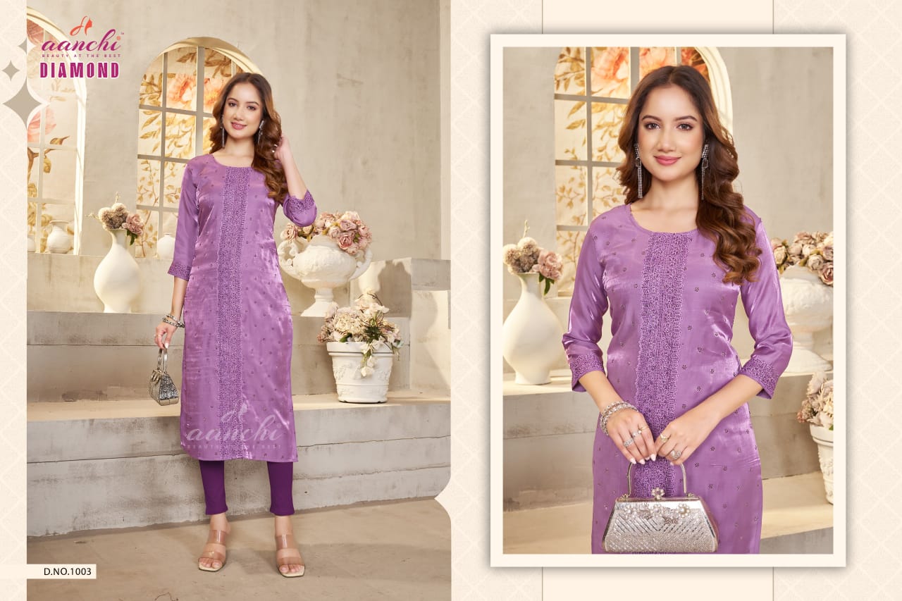 Diamond Aanchi Satin Long Straight Kurti Manufacturer