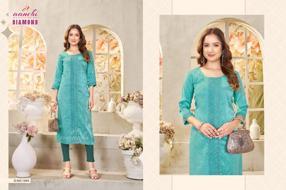 Diamond Aanchi Satin Long Straight Kurti Manufacturer