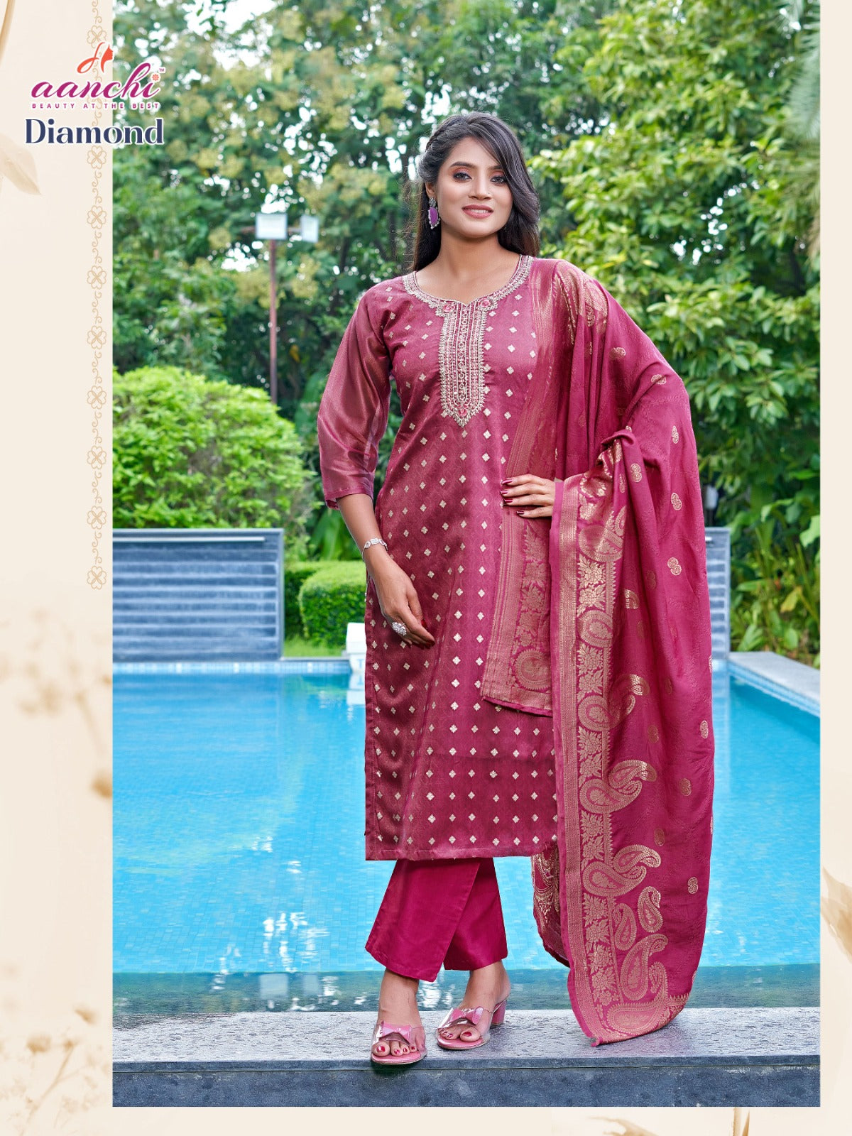 Diamond Aanchi Tissue Readymade Pant Style Suits Supplier Ahmedabad