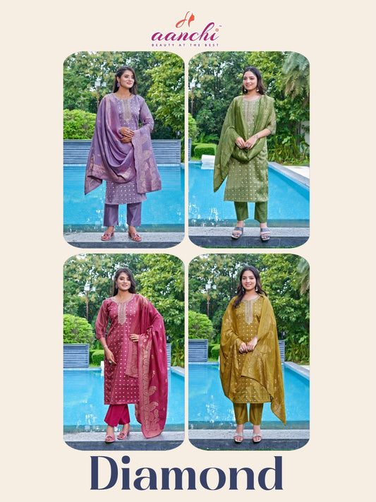 Diamond Aanchi Tissue Readymade Pant Style Suits Supplier Ahmedabad