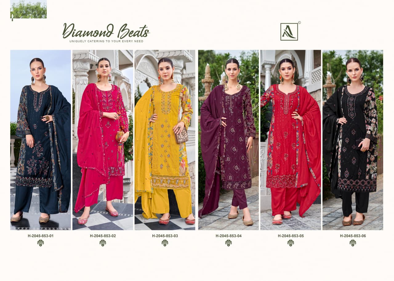 Diamond Beats Alok Viscose Reyon Karachi Salwar Suits Wholesaler India