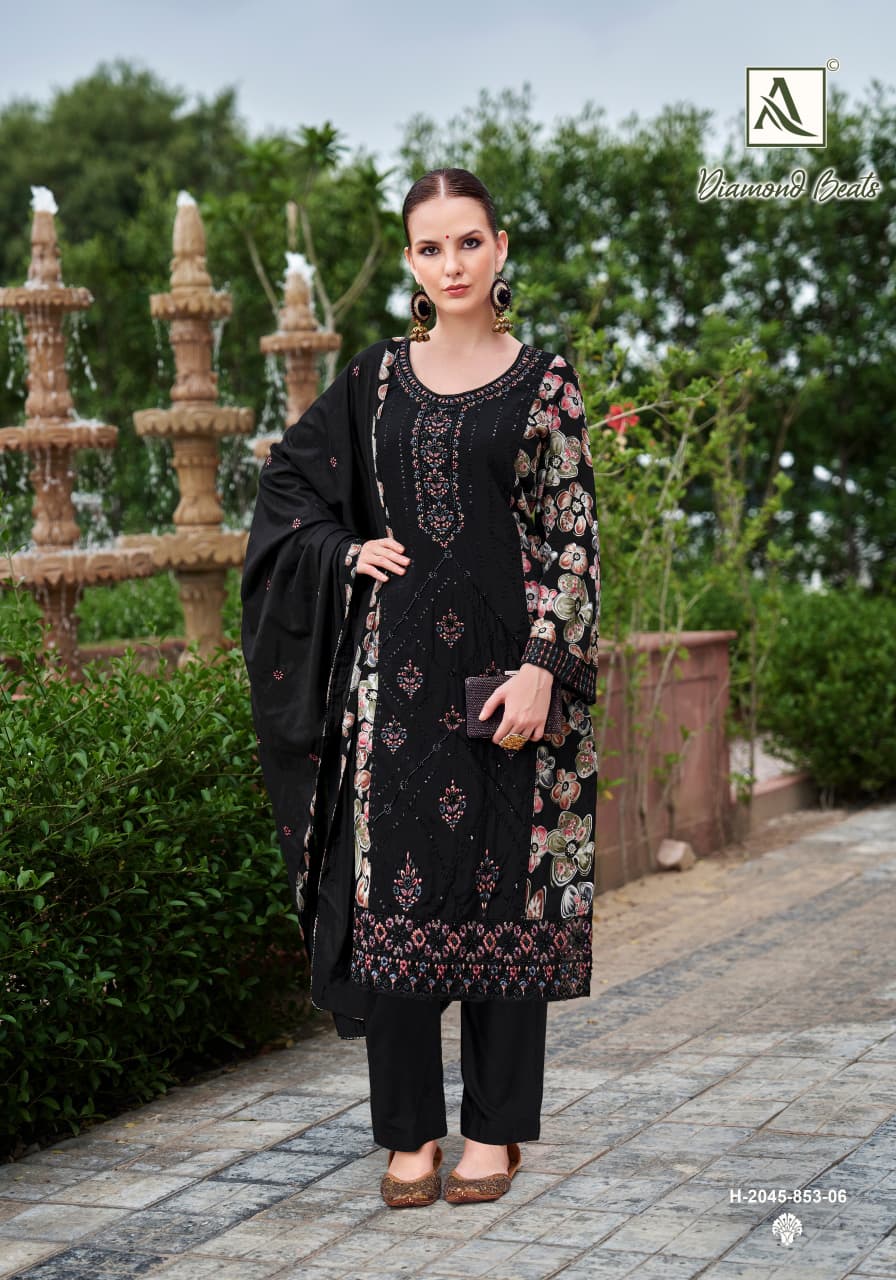 Diamond Beats Alok Viscose Reyon Karachi Salwar Suits Wholesaler India