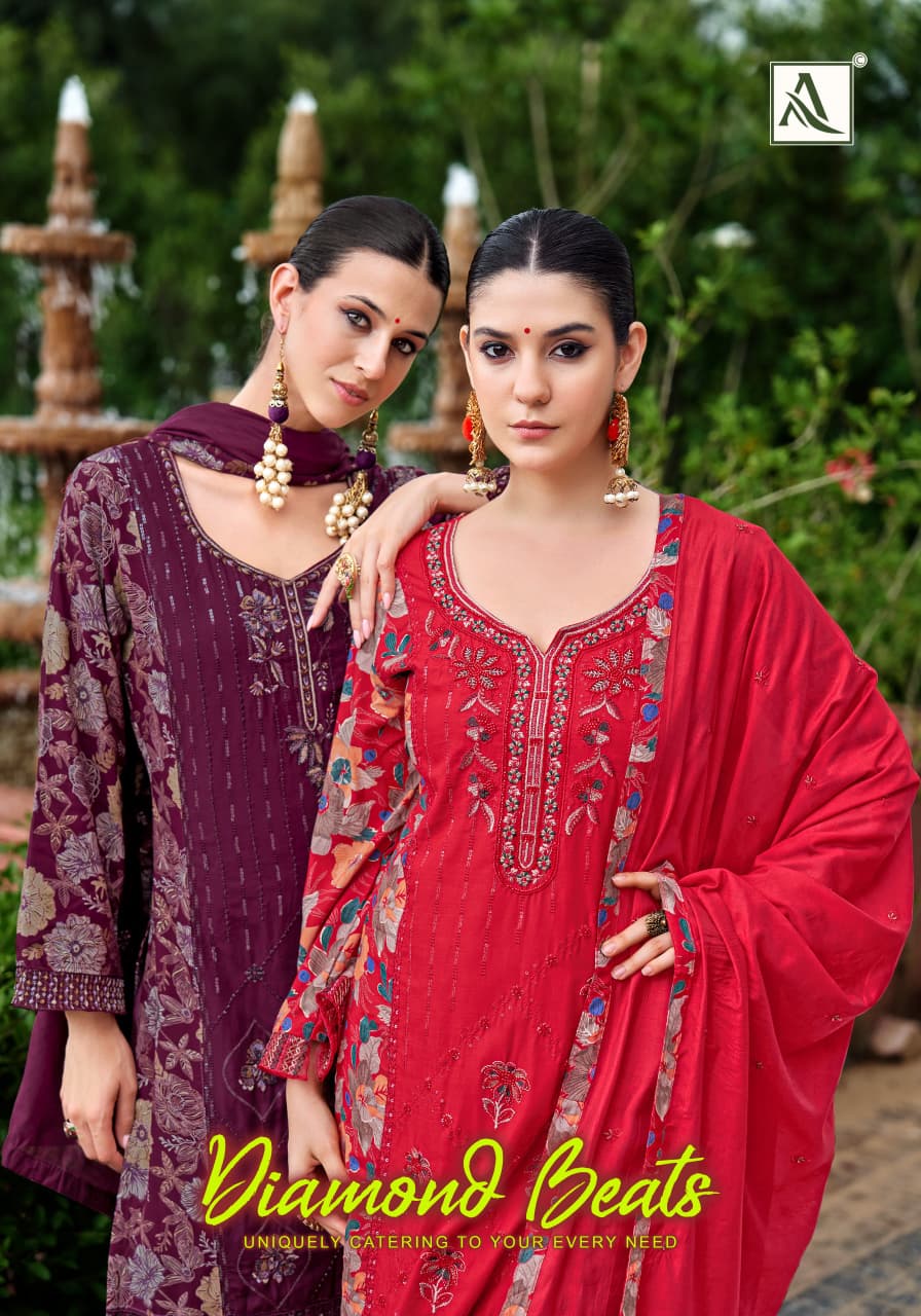 Diamond Beats Alok Viscose Reyon Karachi Salwar Suits Wholesaler India