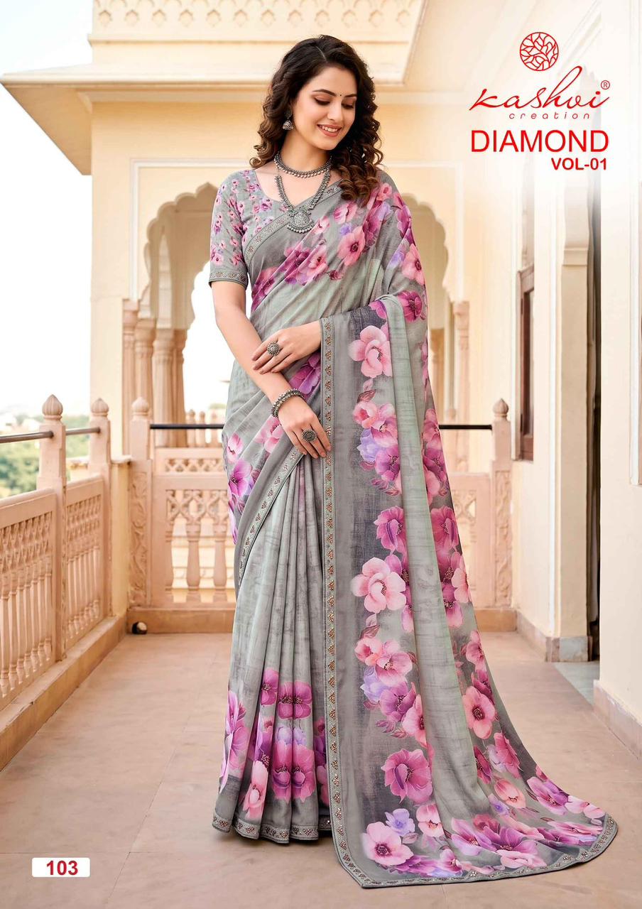 Diamond Vol 1 Kashvi Creation Weightless Sarees Manufacturer Ahmedabad