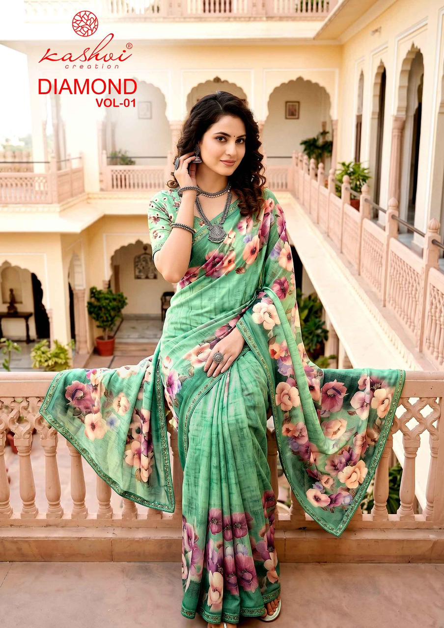 Diamond Vol 1 Kashvi Creation Weightless Sarees Manufacturer Ahmedabad
