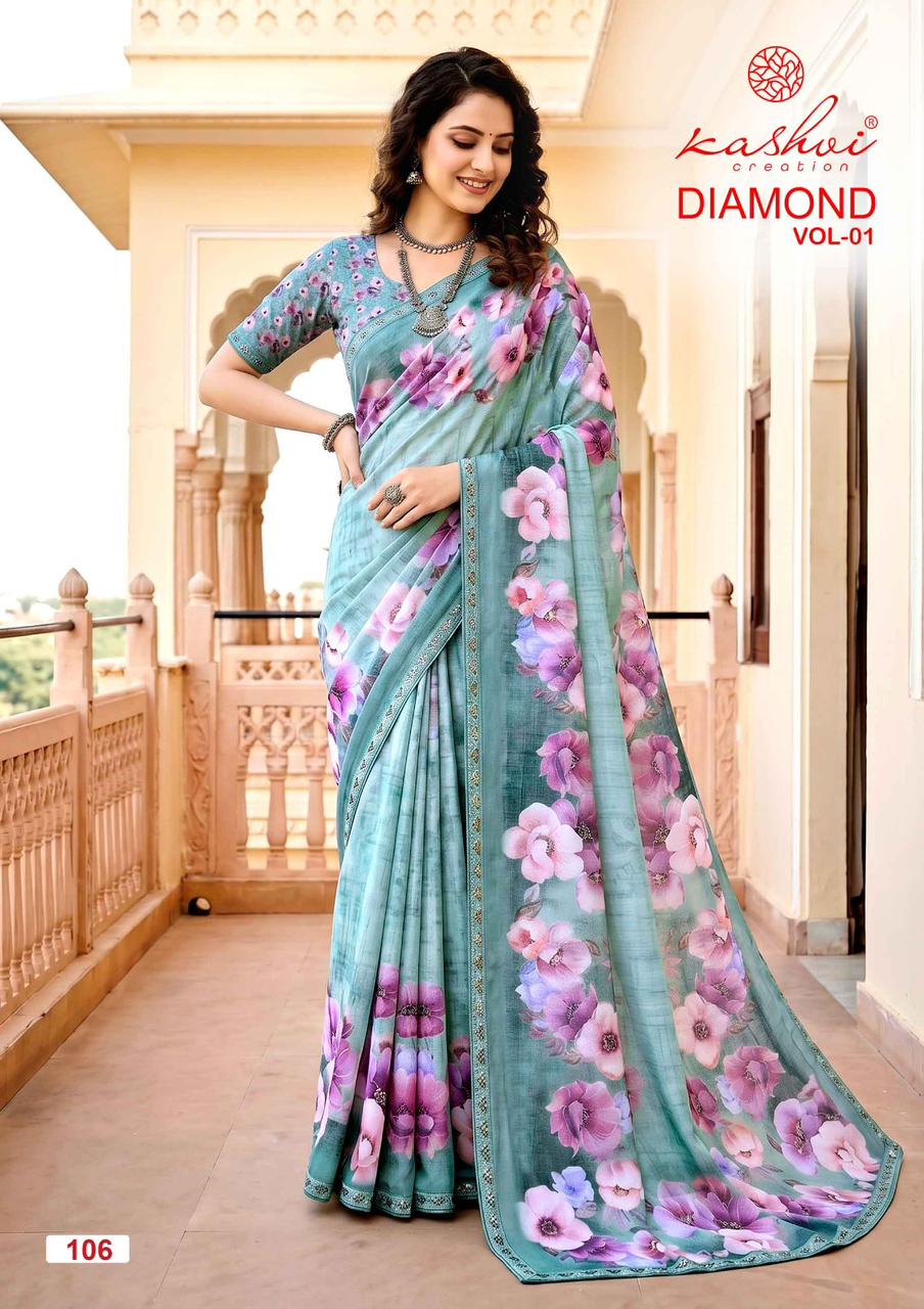 Diamond Vol 1 Kashvi Creation Weightless Sarees Manufacturer Ahmedabad