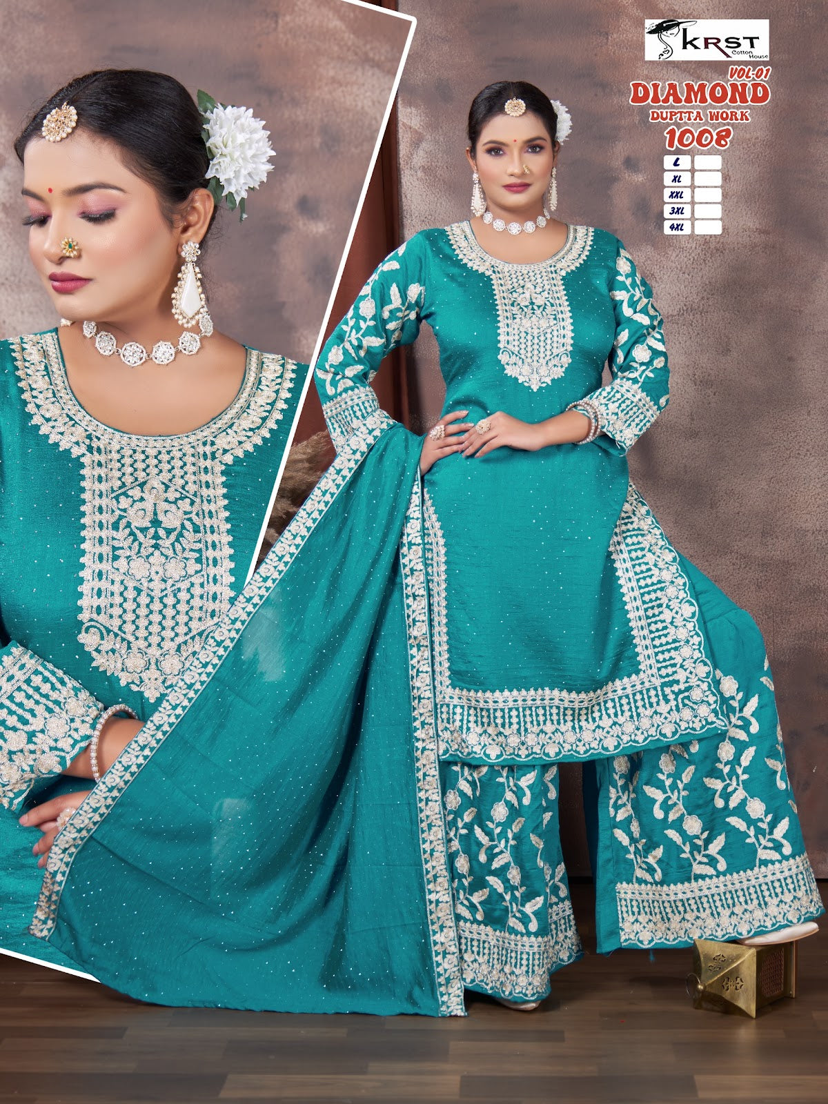 Diamond Vol 1 Krst Vichitra Silk Readymade Plazzo Style Suits Wholesaler Gujarat