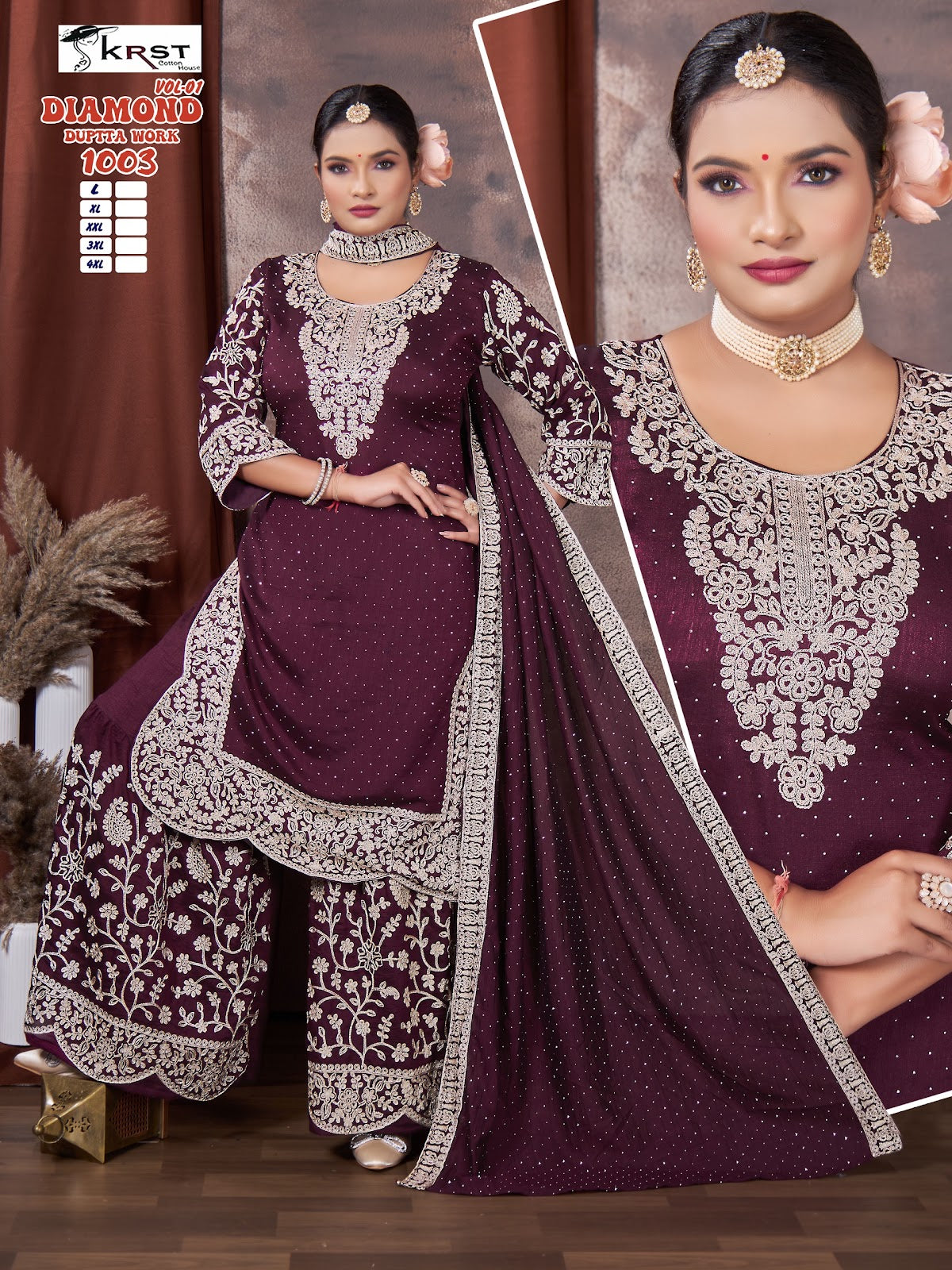 Diamond Vol 1 Krst Vichitra Silk Readymade Plazzo Style Suits Wholesaler Gujarat
