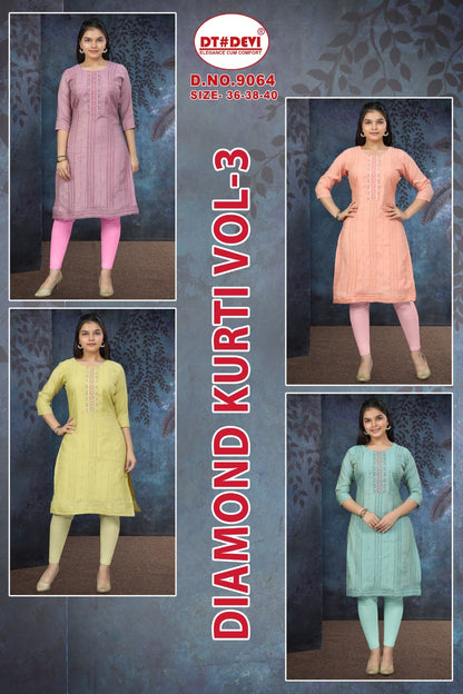 Diamond Vol 3 Dn 9064 Dt Devi Roman Girls Kurti Supplier Ahmedabad
