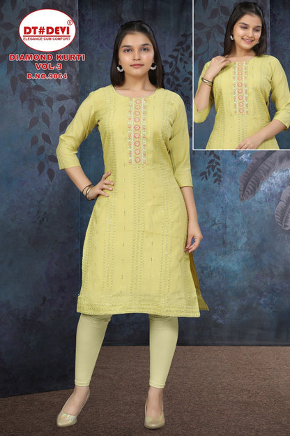 Diamond Vol 3 Dn 9064 Dt Devi Roman Girls Kurti Supplier Ahmedabad