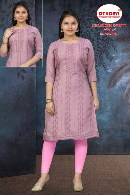 Diamond Vol 3 Dn 9064 Dt Devi Roman Girls Kurti Supplier Ahmedabad