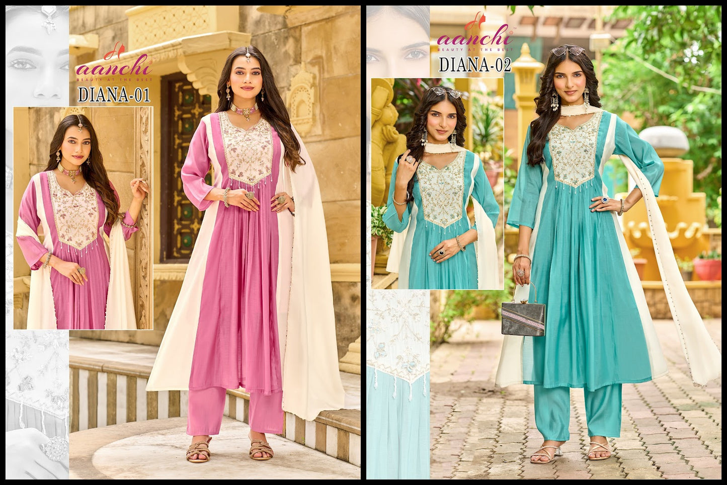 Diana Aanchi Mul Chanderi Readymade Anarkali Suits Manufacturer