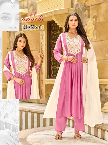 Diana Aanchi Mul Chanderi Readymade Anarkali Suits Manufacturer