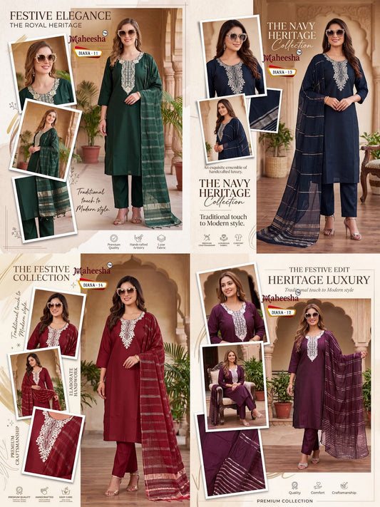 Diana Maheesha Vatican Silk Readymade Pant Style Suits Wholesale Price