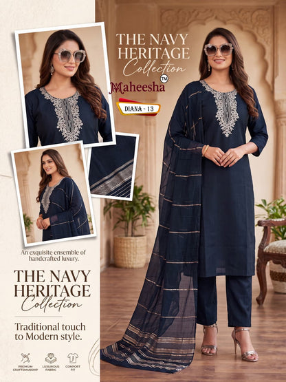 Diana Maheesha Vatican Silk Readymade Pant Style Suits Wholesale Price