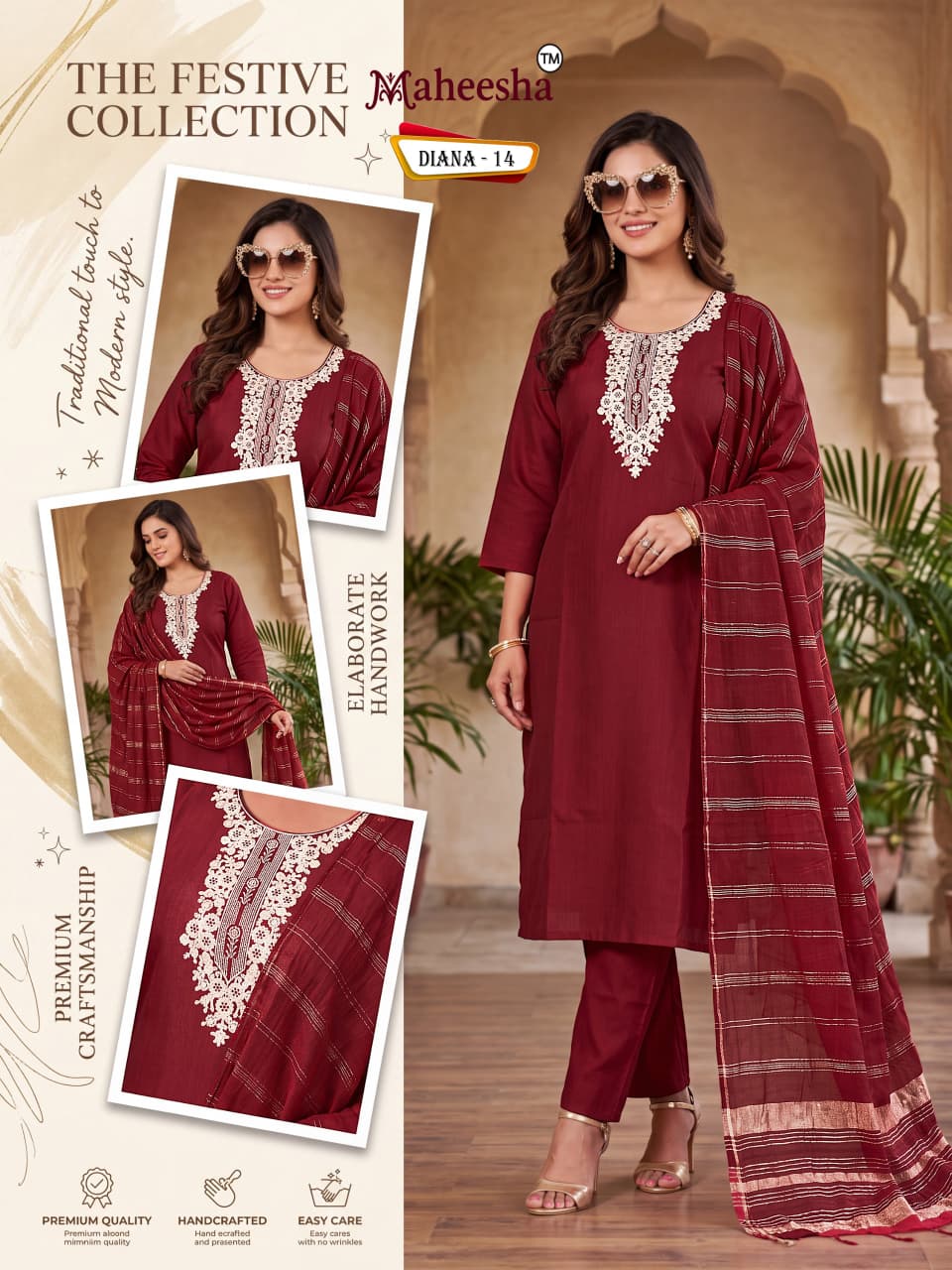 Diana Maheesha Vatican Silk Readymade Pant Style Suits Wholesale Price
