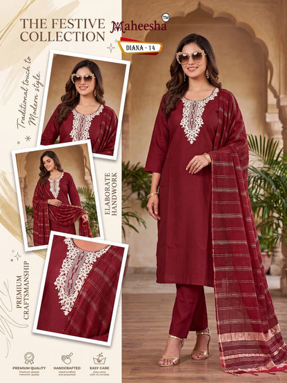 Diana Maheesha Vatican Silk Readymade Pant Style Suits Wholesale Price