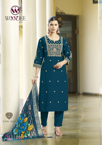Diana Vol 2 Woodee Viscose Weaving Readymade Pant Style Suits Wholesale