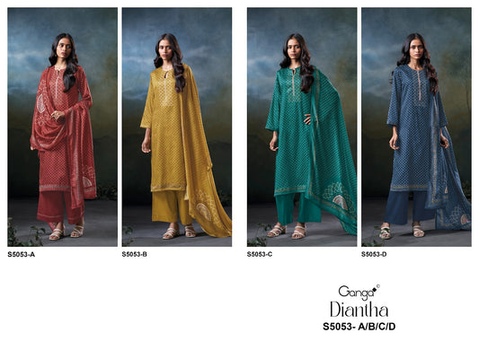 Diantha S5053 Ganga Cotton Satin Plazzo Style Suits Wholesaler India