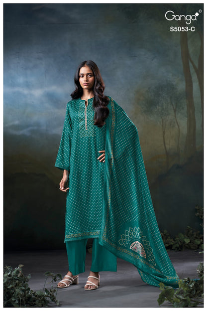 Diantha S5053 Ganga Cotton Satin Plazzo Style Suits Wholesaler India
