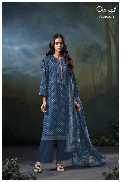 Diantha S5053 Ganga Cotton Satin Plazzo Style Suits Wholesaler India