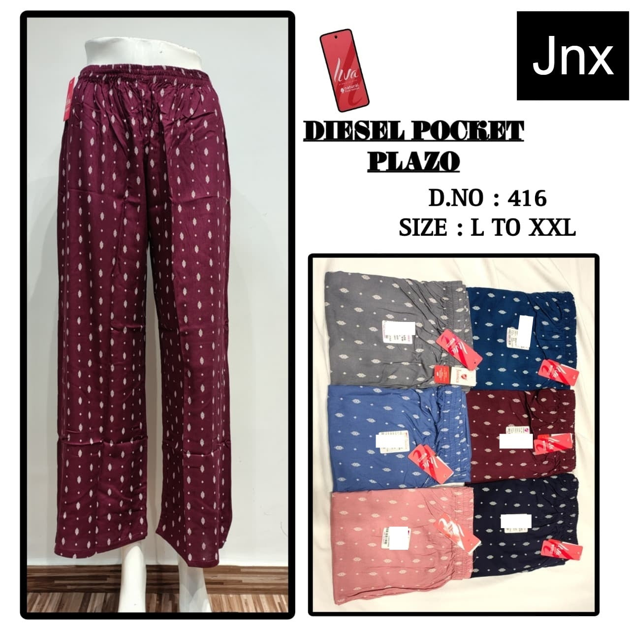 Diesel Jnx Liva Rayon Branded Palazzo Manufacturer