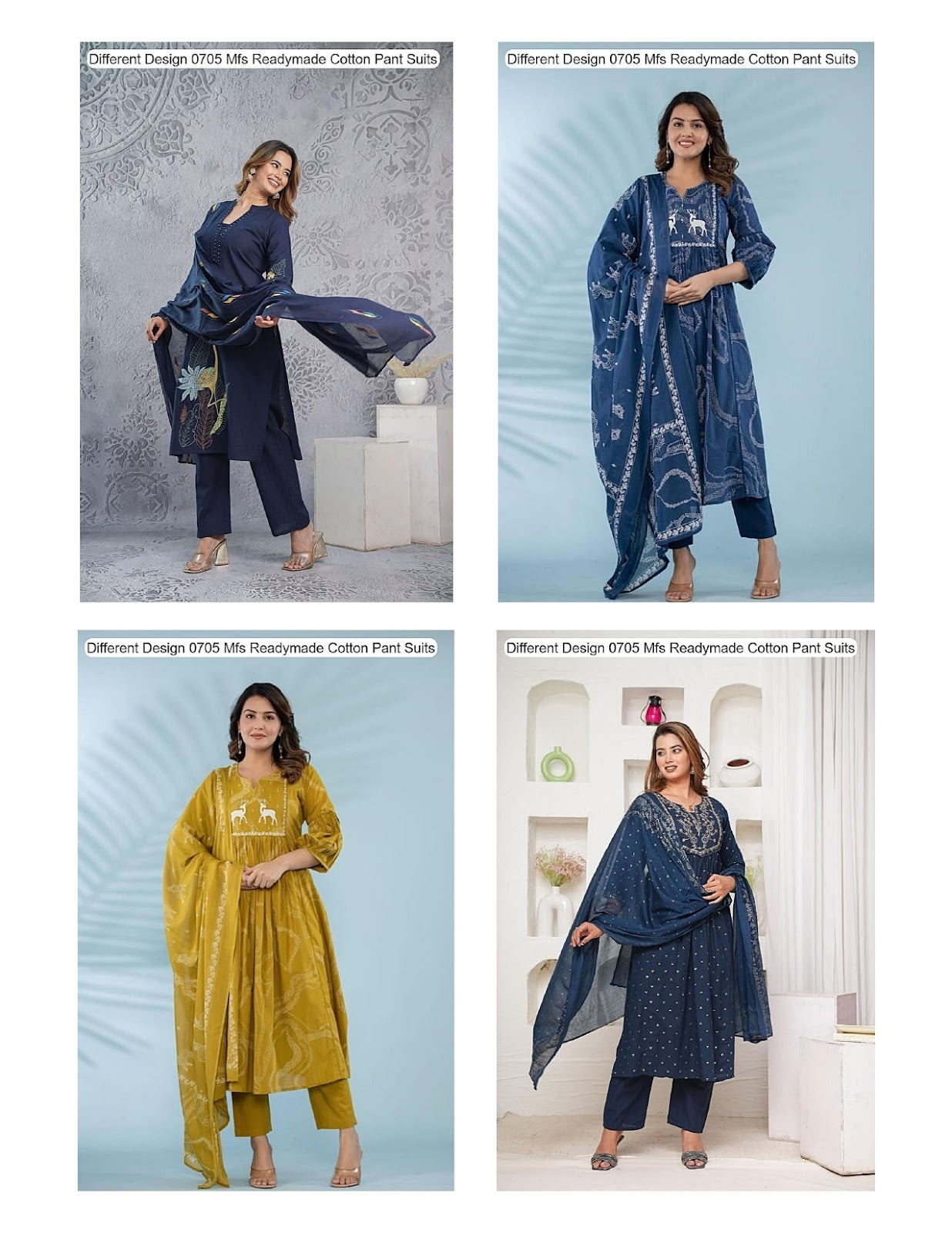Different Design 0705 Mfs Readymade Cotton Pant Suits Exporter Gujarat