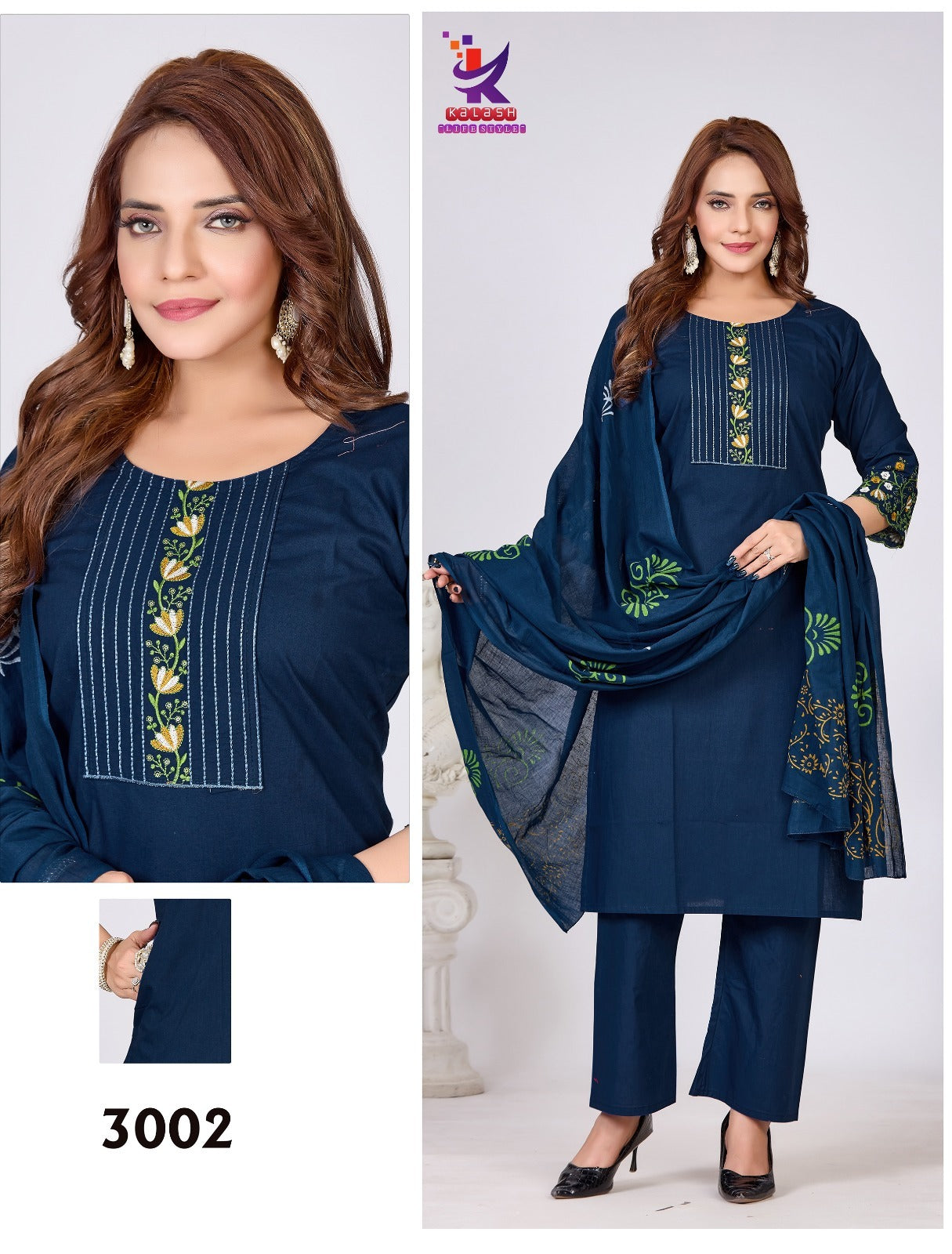Different Look Mlm Kalash Lifestyle Dhabu Readymade Cotton Pant Suits Exporter India