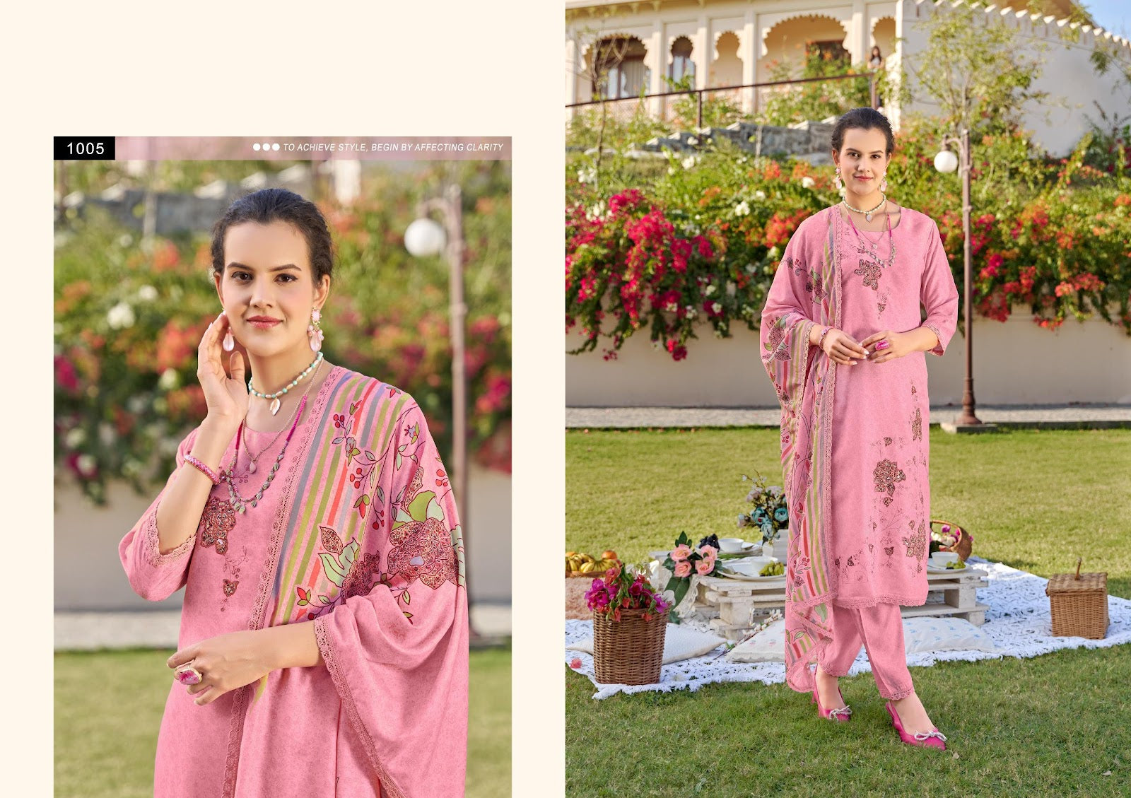Digital Applique Isavasyam Muslin Cotton Readymade Pant Style Suits