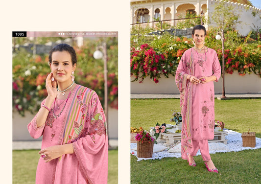 Digital Applique Isavasyam Muslin Cotton Readymade Pant Style Suits