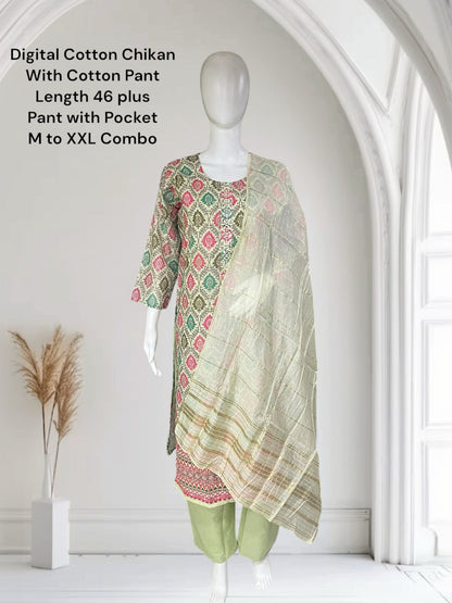 Digital Chikan 0105 Ayg Cotton Readymade Pant Style Suits Supplier Gujarat