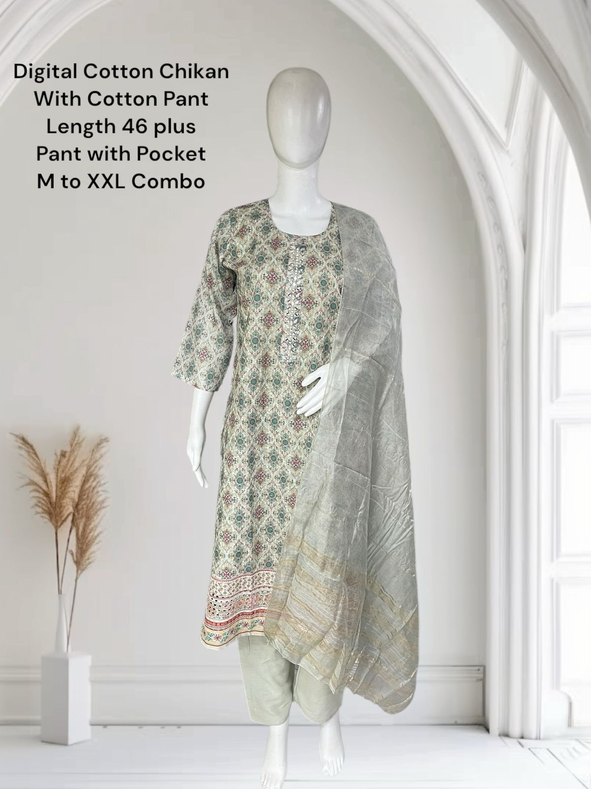 Digital Chikan 0105 Ayg Cotton Readymade Pant Style Suits Supplier Gujarat