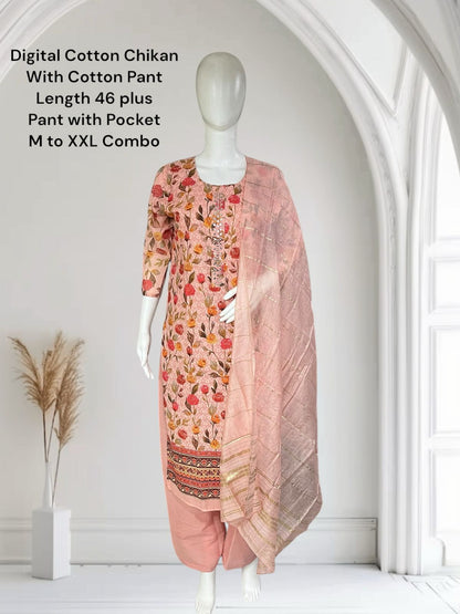 Digital Chikan 0105 Ayg Cotton Readymade Pant Style Suits Supplier Gujarat