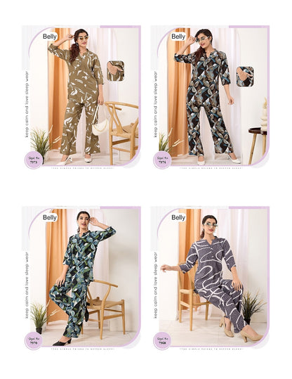 Digital Print 0506 Belly Reyon Co Ord Set Wholesaler Gujarat