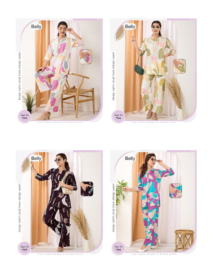 Digital Print 0506 Belly Reyon Co Ord Set Wholesaler Gujarat