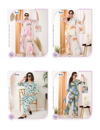 Digital Print 0506 Belly Reyon Co Ord Set Wholesaler Gujarat