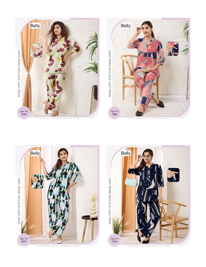 Digital Print 0506 Belly Reyon Co Ord Set Wholesaler Gujarat