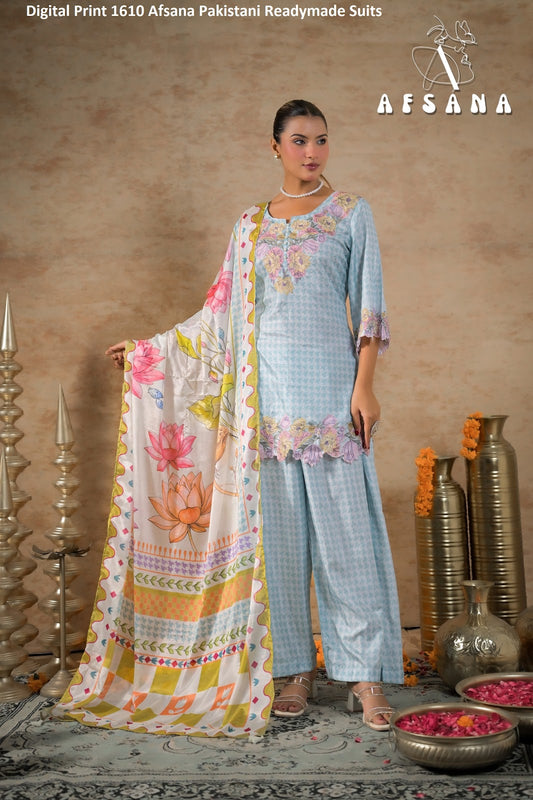 Digital Print 1610 Afsana Russian Silk Pakistani Readymade Suits Wholesaler India